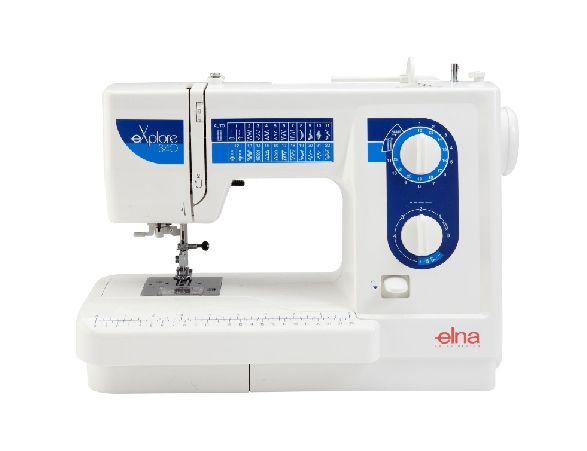 Hipermaquinas máquina de coser blanca con azul